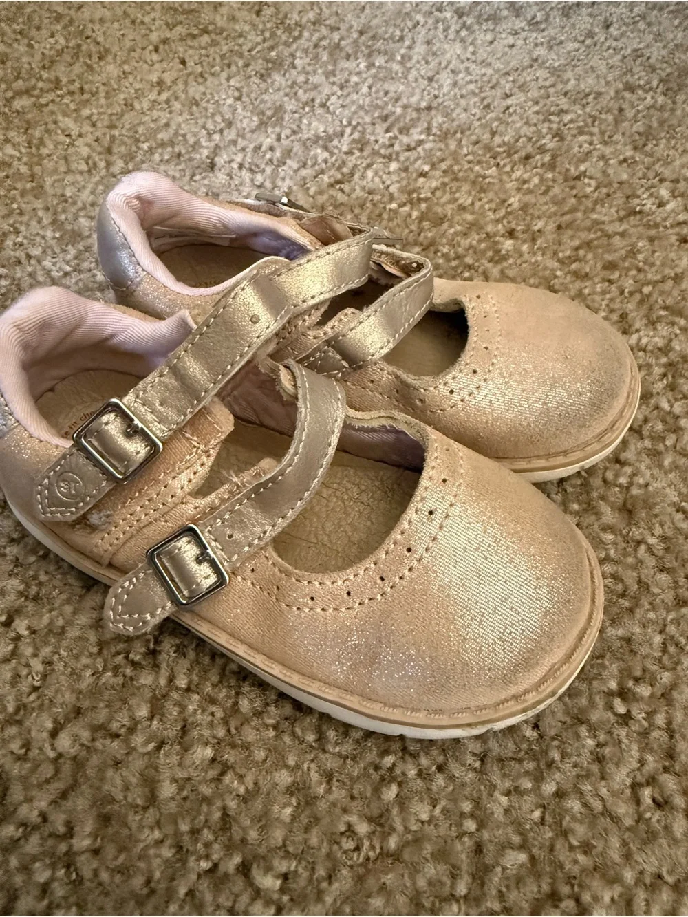 Stride Rite Girls Metallic Rose Gold Mary Jane Shoes
